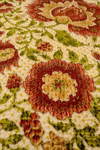 Photo9: Mint O0827D Used Japanese kimono   Ivory KOMON dyed for women / Silk. Chinese flower,   (Grade A) (9)