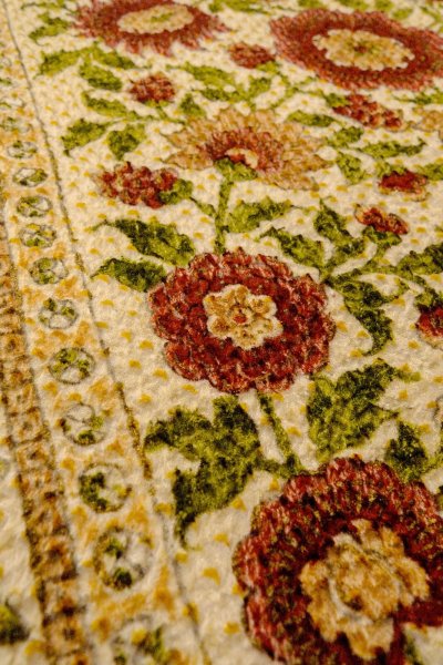 Photo10: Mint O0827D Used Japanese kimono   Ivory KOMON dyed for women / Silk. Chinese flower,   (Grade A) (10)