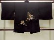 Photo2: O0902A Vintage Japanese kimono   Black HAORI short jacket for women / Silk. Court carriage,   (Grade B) (2)