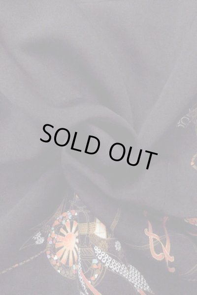 Photo10: O0902A Vintage Japanese kimono   Black HAORI short jacket for women / Silk. Court carriage,   (Grade B) (10)