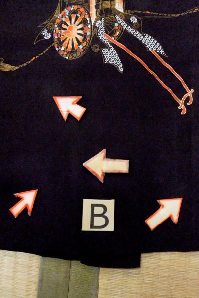 Photo14: O0902A Vintage Japanese kimono   Black HAORI short jacket for women / Silk. Court carriage,   (Grade B) (14)