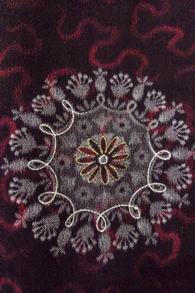 Photo5: O0902F Vintage Japanese kimono   Black HAORI short jacket for women / Silk. Flower,   (Grade B) (5)