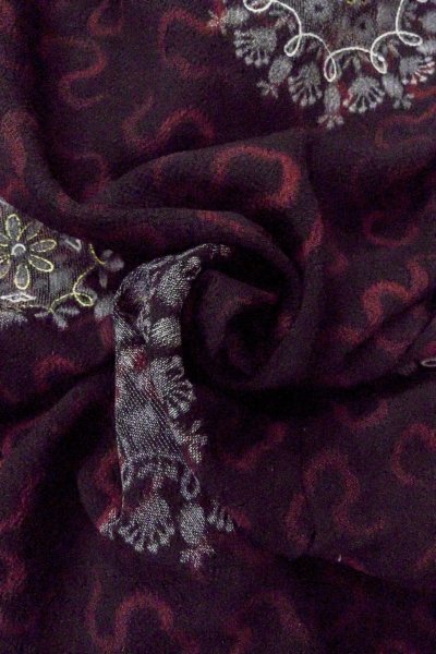 Photo12: O0902F Vintage Japanese kimono   Black HAORI short jacket for women / Silk. Flower,   (Grade B) (12)