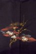 Photo3: O0902H Vintage Japanese kimono   Black HAORI short jacket for women / Synthetic. Flower,   (Grade B) (3)