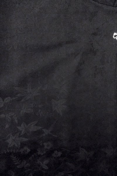 Photo4: O0902J Vintage Japanese kimono   Black HAORI short jacket for women / Silk. Leaf,   (Grade B) (4)