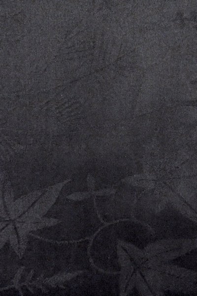 Photo8: O0902J Vintage Japanese kimono   Black HAORI short jacket for women / Silk. Leaf,   (Grade B) (8)