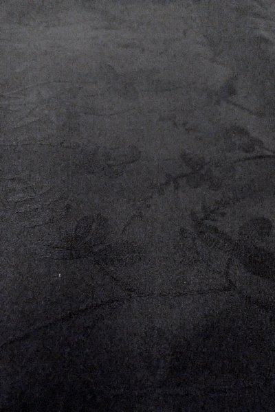 Photo10: O0902J Vintage Japanese kimono   Black HAORI short jacket for women / Silk. Leaf,   (Grade B) (10)