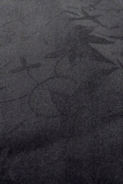 Photo11: O0902J Vintage Japanese kimono   Black HAORI short jacket for women / Silk. Leaf,   (Grade B) (11)