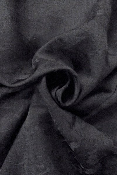 Photo12: O0902J Vintage Japanese kimono   Black HAORI short jacket for women / Silk. Leaf,   (Grade B) (12)