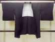 Photo1: Mint O0902L Vintage Japanese kimono   Black HAORI short jacket for women / Silk.  Base woven pattern : Letters  (Grade A) (1)
