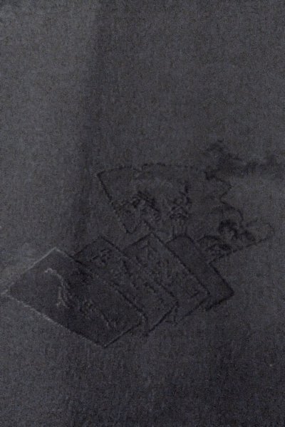 Photo6: Mint O0902L Vintage Japanese kimono   Black HAORI short jacket for women / Silk.  Base woven pattern : Letters  (Grade A) (6)