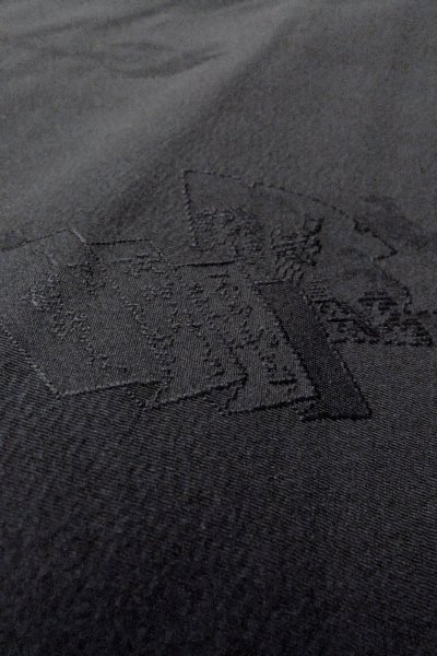 Photo9: Mint O0902L Vintage Japanese kimono   Black HAORI short jacket for women / Silk.  Base woven pattern : Letters  (Grade A) (9)