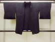Photo1: O0902M Vintage Japanese kimono   Black HAORI short jacket for women / Silk. Line   (Grade B) (1)