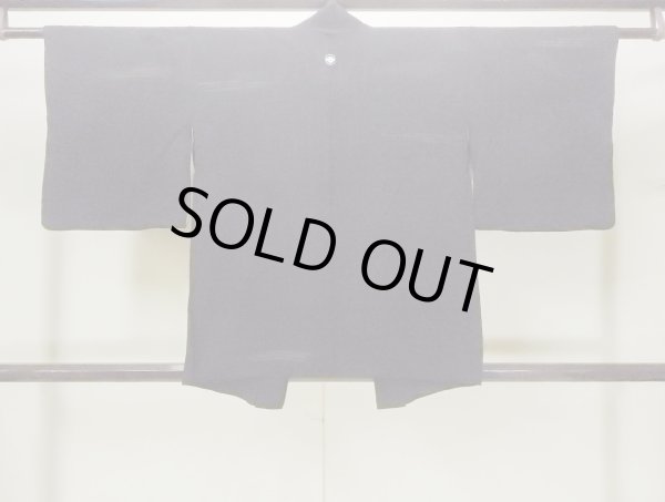 Photo2: O0902M Vintage Japanese kimono   Black HAORI short jacket for women / Silk. Line   (Grade B) (2)