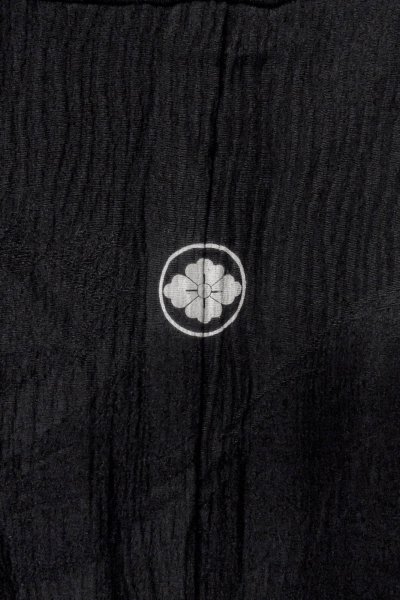 Photo3: O0902M Vintage Japanese kimono   Black HAORI short jacket for women / Silk. Line   (Grade B) (3)