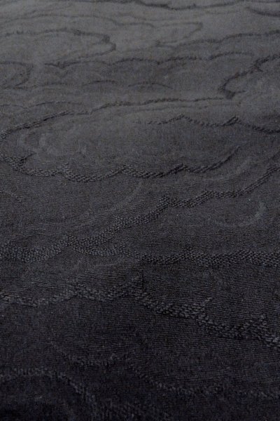 Photo10: O0902O Vintage Japanese kimono   Black HAORI short jacket for women / Silk. Cloud   (Grade B) (10)