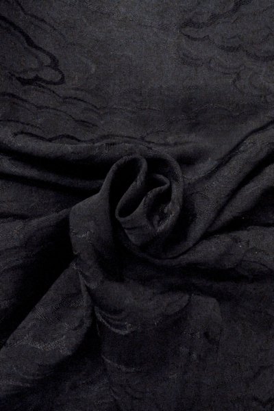 Photo13: O0902O Vintage Japanese kimono   Black HAORI short jacket for women / Silk. Cloud   (Grade B) (13)