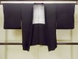 Photo1: O0902Q Vintage Japanese kimono   Black HAORI short jacket for women / Synthetic.  Base woven pattern : Lotus  (Grade B) (1)