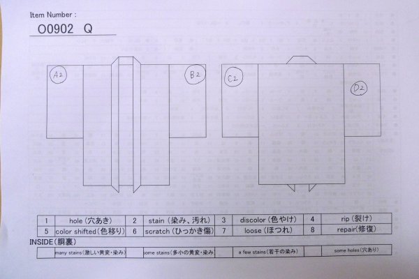 Photo14: O0902Q Vintage Japanese kimono   Black HAORI short jacket for women / Synthetic.  Base woven pattern : Lotus  (Grade B) (14)