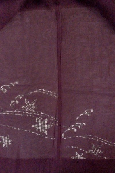 Photo3: Mint O0902W Vintage Japanese kimono  Dark Purple HAORI short jacket for women / Silk. MOMIJI maple leaf,   (Grade A) (3)
