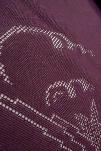 Photo9: Mint O0902W Vintage Japanese kimono  Dark Purple HAORI short jacket for women / Silk. MOMIJI maple leaf,   (Grade A) (9)