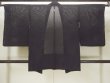 Photo2: O0902Y Vintage Japanese kimono   Black HAORI short jacket for women / Linen. Bamboo leaf   (Grade A) (2)