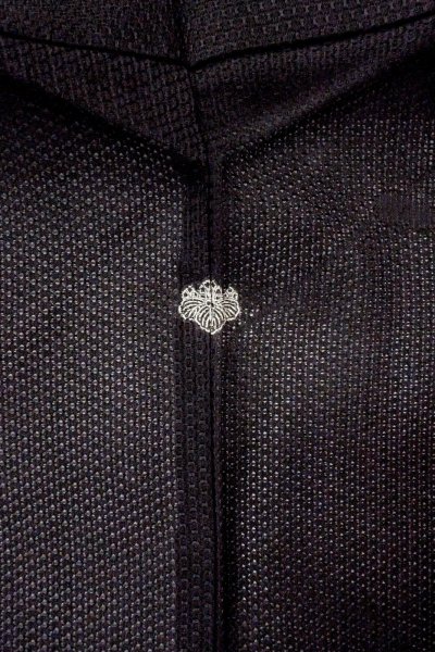 Photo3: O0902Y Vintage Japanese kimono   Black HAORI short jacket for women / Linen. Bamboo leaf   (Grade A) (3)