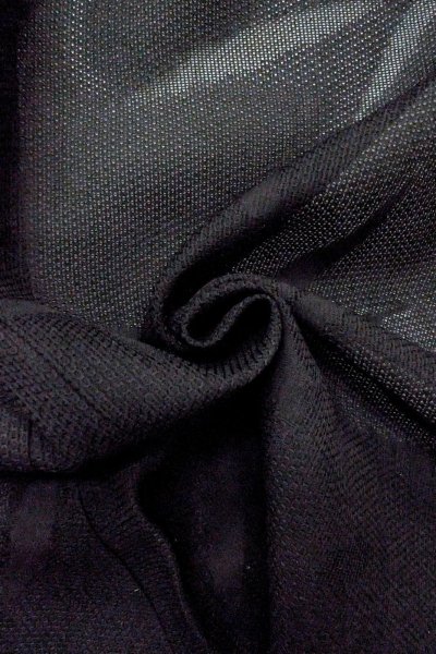 Photo12: O0902Y Vintage Japanese kimono   Black HAORI short jacket for women / Linen. Bamboo leaf   (Grade A) (12)