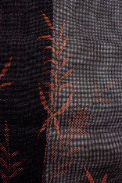 Photo4: Mint O0902Z Vintage Japanese kimono   Black HAORI short jacket for women / Silk. Tall grass   (Grade A) (4)