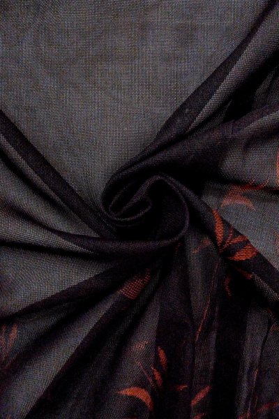 Photo10: Mint O0902Z Vintage Japanese kimono   Black HAORI short jacket for women / Silk. Tall grass   (Grade A) (10)