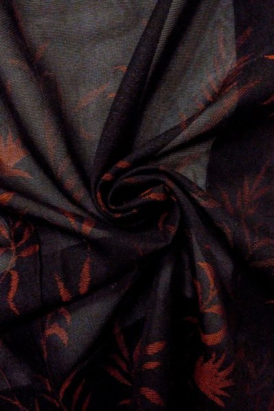 Photo11: Mint O0902Z Vintage Japanese kimono   Black HAORI short jacket for women / Silk. Tall grass   (Grade A) (11)