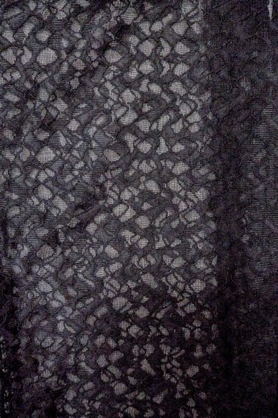 Photo3: Mint O0903A Vintage Japanese kimono   Black DOCHUGI outer coat for women / Synthetic. Abstract pattern Lace fabric  (Grade A) (3)