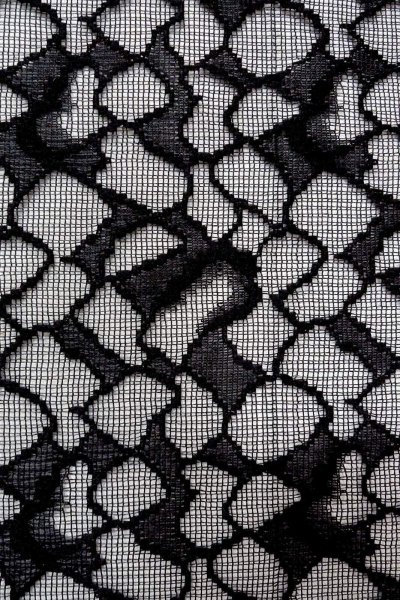 Photo6: Mint O0903A Vintage Japanese kimono   Black DOCHUGI outer coat for women / Synthetic. Abstract pattern Lace fabric  (Grade A) (6)