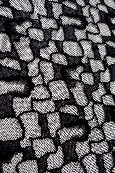 Photo8: Mint O0903A Vintage Japanese kimono   Black DOCHUGI outer coat for women / Synthetic. Abstract pattern Lace fabric  (Grade A) (8)