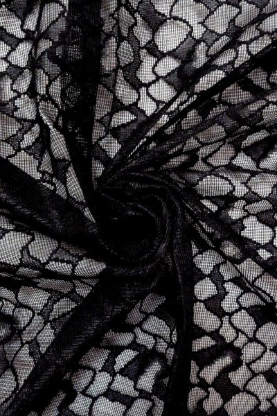 Photo12: Mint O0903A Vintage Japanese kimono   Black DOCHUGI outer coat for women / Synthetic. Abstract pattern Lace fabric  (Grade A) (12)