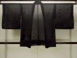 Photo2: O0903B Vintage Japanese kimono   Black HAORI short jacket for women / Silk. Rose   (Grade A) (2)