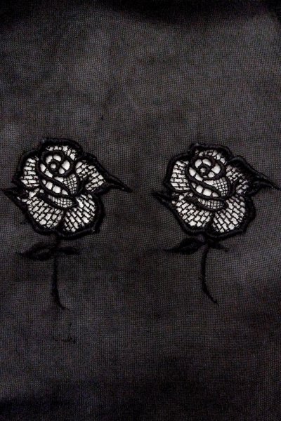 Photo6: O0903B Vintage Japanese kimono   Black HAORI short jacket for women / Silk. Rose   (Grade A) (6)