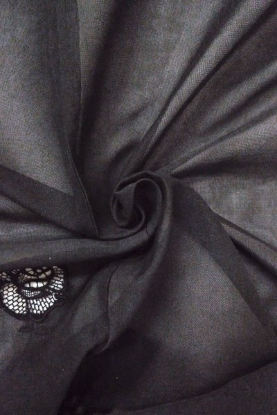 Photo12: O0903B Vintage Japanese kimono   Black HAORI short jacket for women / Silk. Rose   (Grade A) (12)