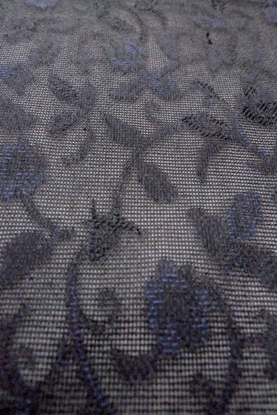 Photo10: Mint O0903C Vintage Japanese kimono   Black HAORI short jacket for women / Synthetic. Chinese flower,   (Grade A) (10)