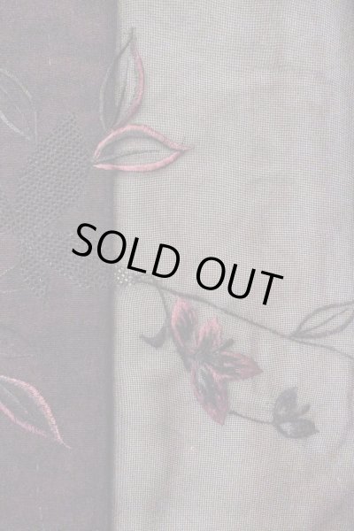 Photo5: Mint O0909C Vintage Japanese kimono   Black HAORI short jacket for women / Silk. Flower,   (Grade A) (5)
