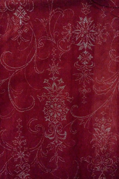 Photo3: O0909D Vintage Japanese kimono  Dark Red HAORI short jacket for women / Silk. Flower,   (Grade B) (3)