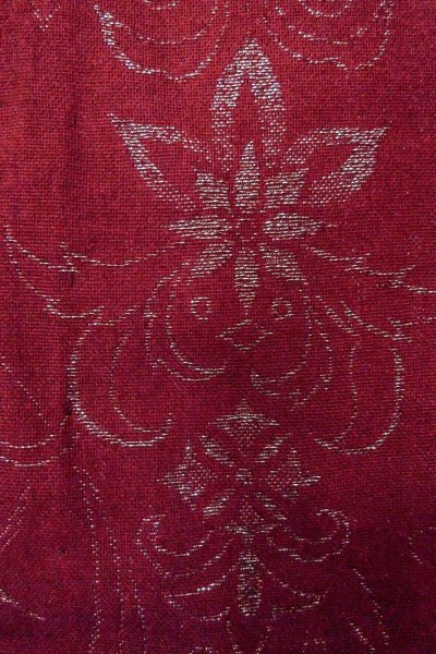 Photo6: O0909D Vintage Japanese kimono  Dark Red HAORI short jacket for women / Silk. Flower,   (Grade B) (6)