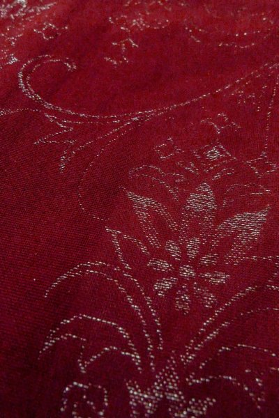 Photo8: O0909D Vintage Japanese kimono  Dark Red HAORI short jacket for women / Silk. Flower,   (Grade B) (8)