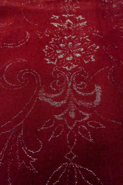 Photo9: O0909D Vintage Japanese kimono  Dark Red HAORI short jacket for women / Silk. Flower,   (Grade B) (9)