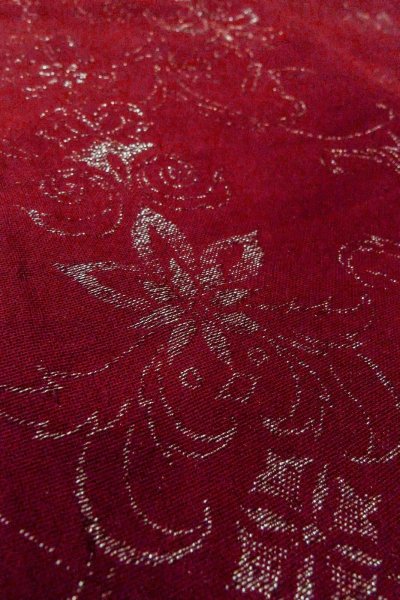 Photo10: O0909D Vintage Japanese kimono  Dark Red HAORI short jacket for women / Silk. Flower,   (Grade B) (10)