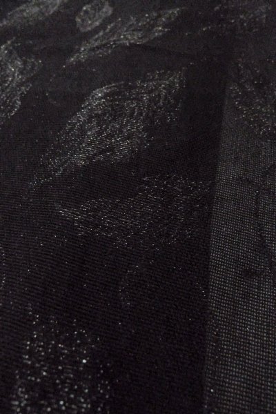 Photo8: Mint O0909F Vintage Japanese kimono   Black HAORI short jacket for women / Silk. Leaf   (Grade A) (8)