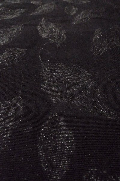 Photo9: Mint O0909F Vintage Japanese kimono   Black HAORI short jacket for women / Silk. Leaf   (Grade A) (9)