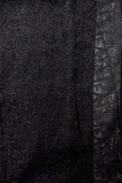 Photo3: O0909H Vintage Japanese kimono   Black HAORI short jacket for women / Silk. Swirl,   (Grade B) (3)