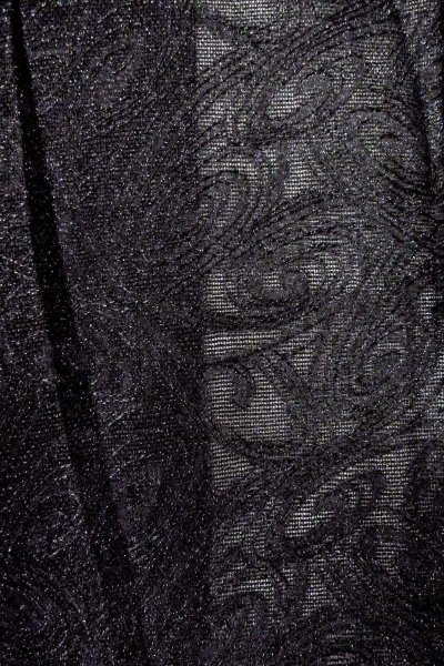 Photo6: O0909H Vintage Japanese kimono   Black HAORI short jacket for women / Silk. Swirl,   (Grade B) (6)