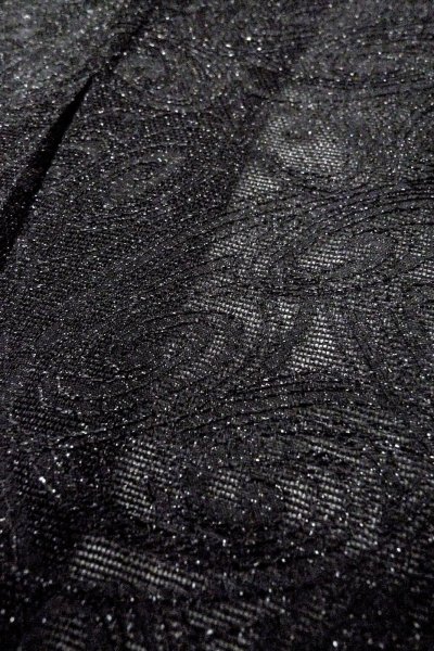 Photo8: O0909H Vintage Japanese kimono   Black HAORI short jacket for women / Silk. Swirl,   (Grade B) (8)